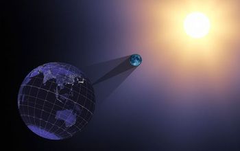 the positions of Earth, moon, and sun during a total solar eclipse.